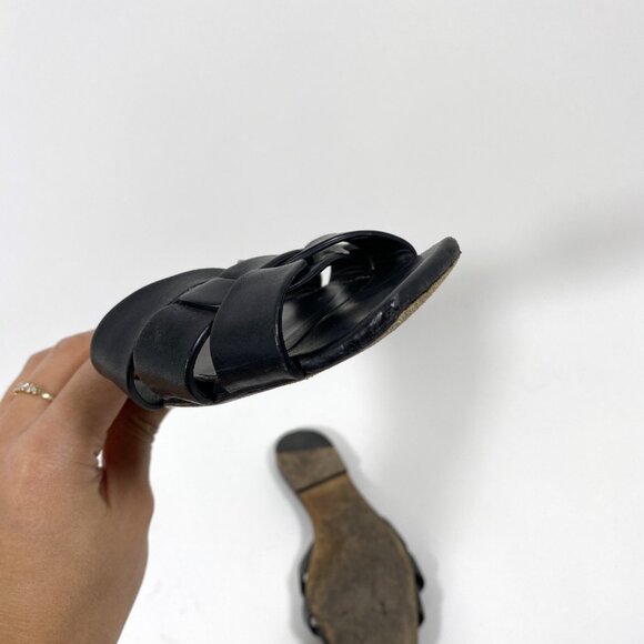 SAINT LAURENT Black Leather Woven Sandal Slide *AS IS* - Picture 9 of 10